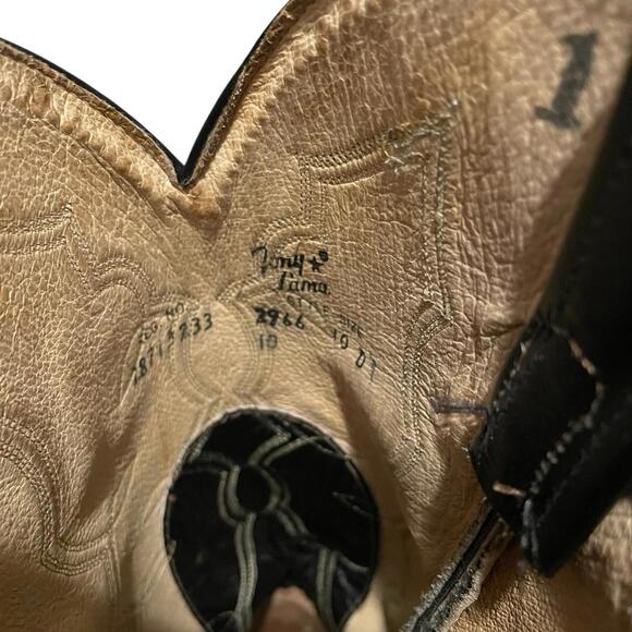 Tony Lama Black Western Cowboy Boots Men’s Size 10 D Style #2966 Vintage - Picture 5 of 6